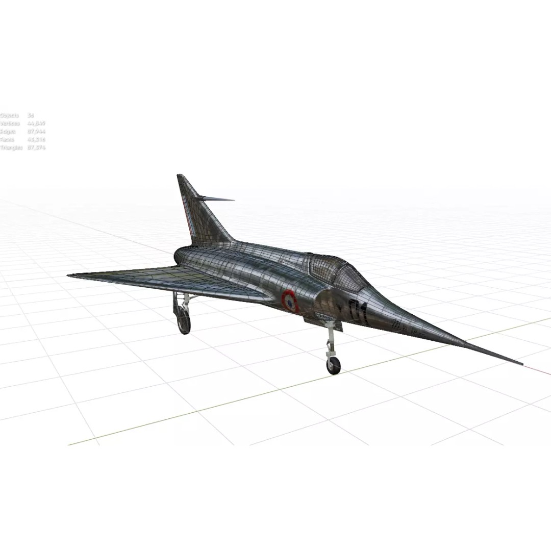 Dassault MD 550 Mirage I 3D Model – Low Poly Aircraft, FBX, OBJ - View 16