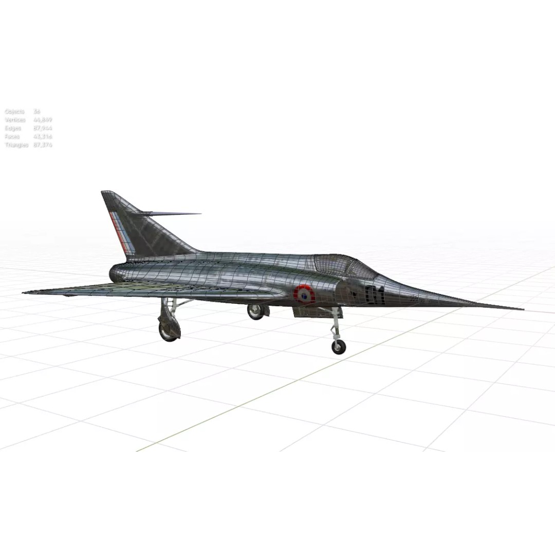 Dassault MD 550 Mirage I 3D Model – Low Poly Aircraft, FBX, OBJ - View 21