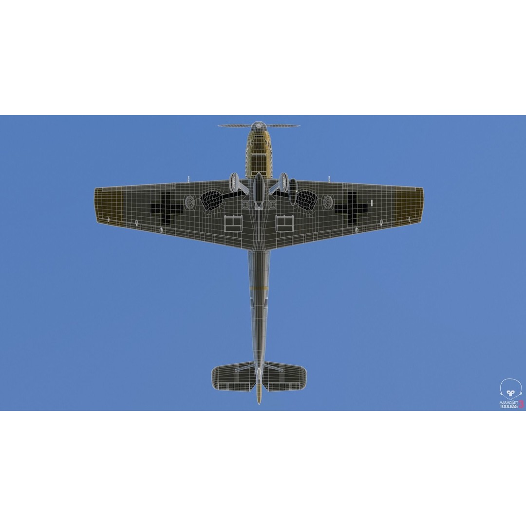 BF 109 E 3D Model – Game-Ready WWII Fighter Plane, Rigged, PBR