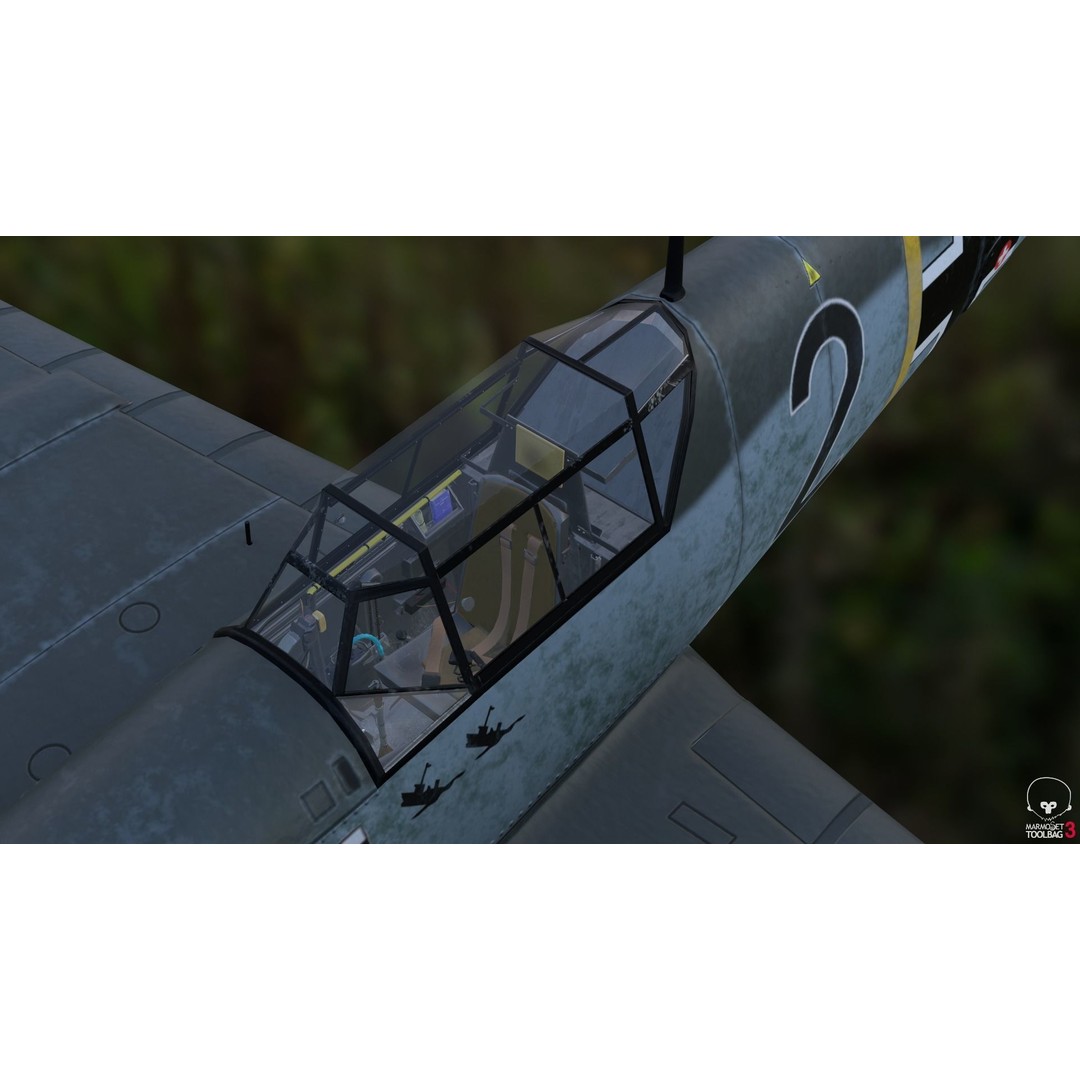 BF 109 E 3D Model – Game-Ready WWII Fighter Plane, Rigged, PBR - View 12