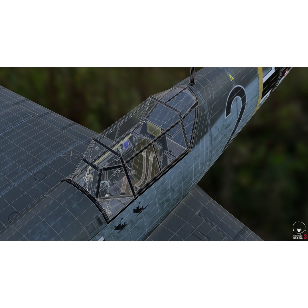 BF 109 E 3D Model – Game-Ready WWII Fighter Plane, Rigged, PBR - View 13