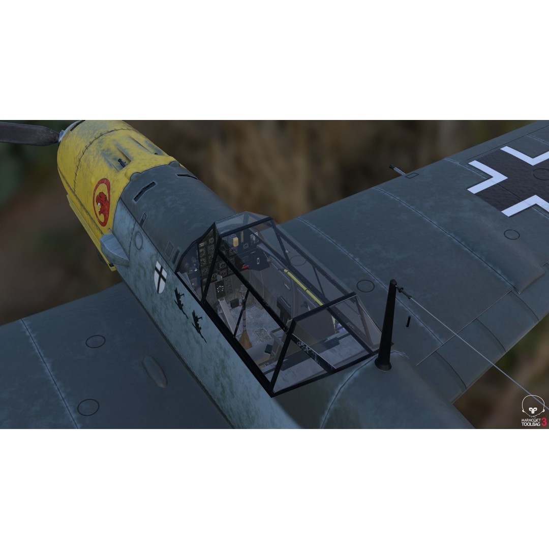 BF 109 E 3D Model – Game-Ready WWII Fighter Plane, Rigged, PBR - View 14