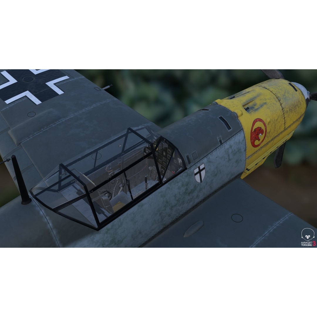 BF 109 E 3D Model – Game-Ready WWII Fighter Plane, Rigged, PBR - View 16