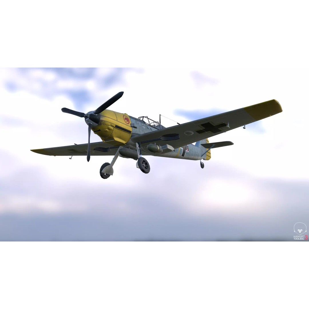 BF 109 E 3D Model – Game-Ready WWII Fighter Plane, Rigged, PBR - View 2