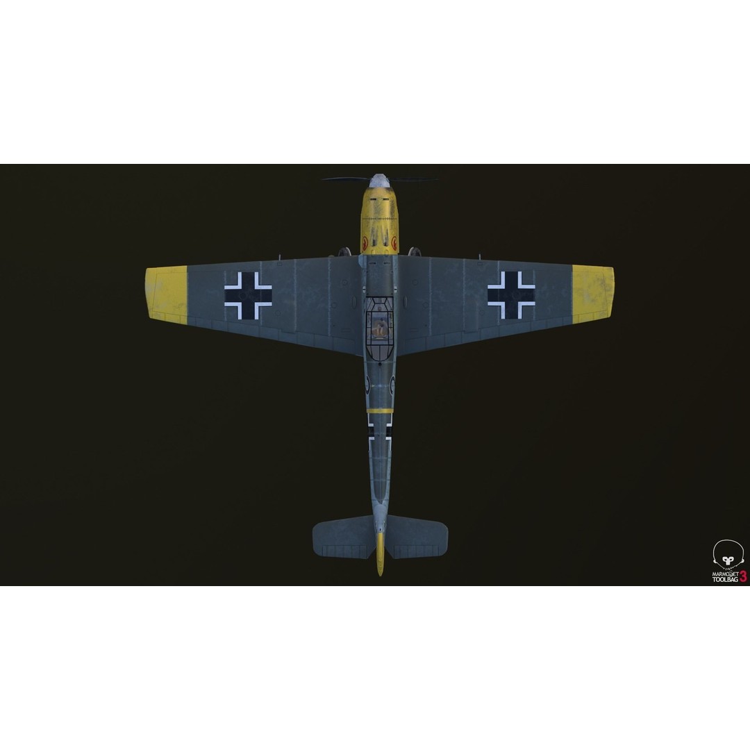 BF 109 E 3D Model – Game-Ready WWII Fighter Plane, Rigged, PBR - View 22