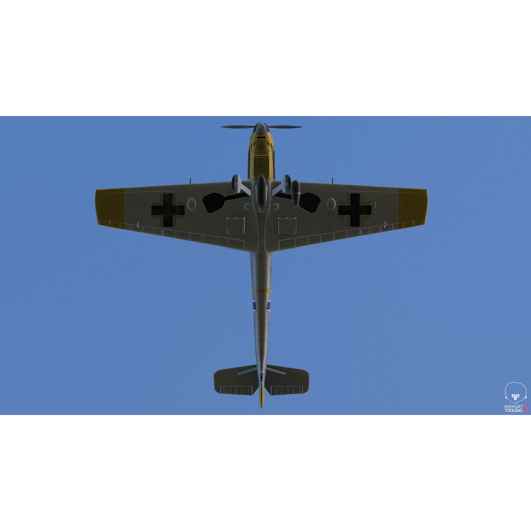 BF 109 E 3D Model – Game-Ready WWII Fighter Plane, Rigged, PBR - View 24