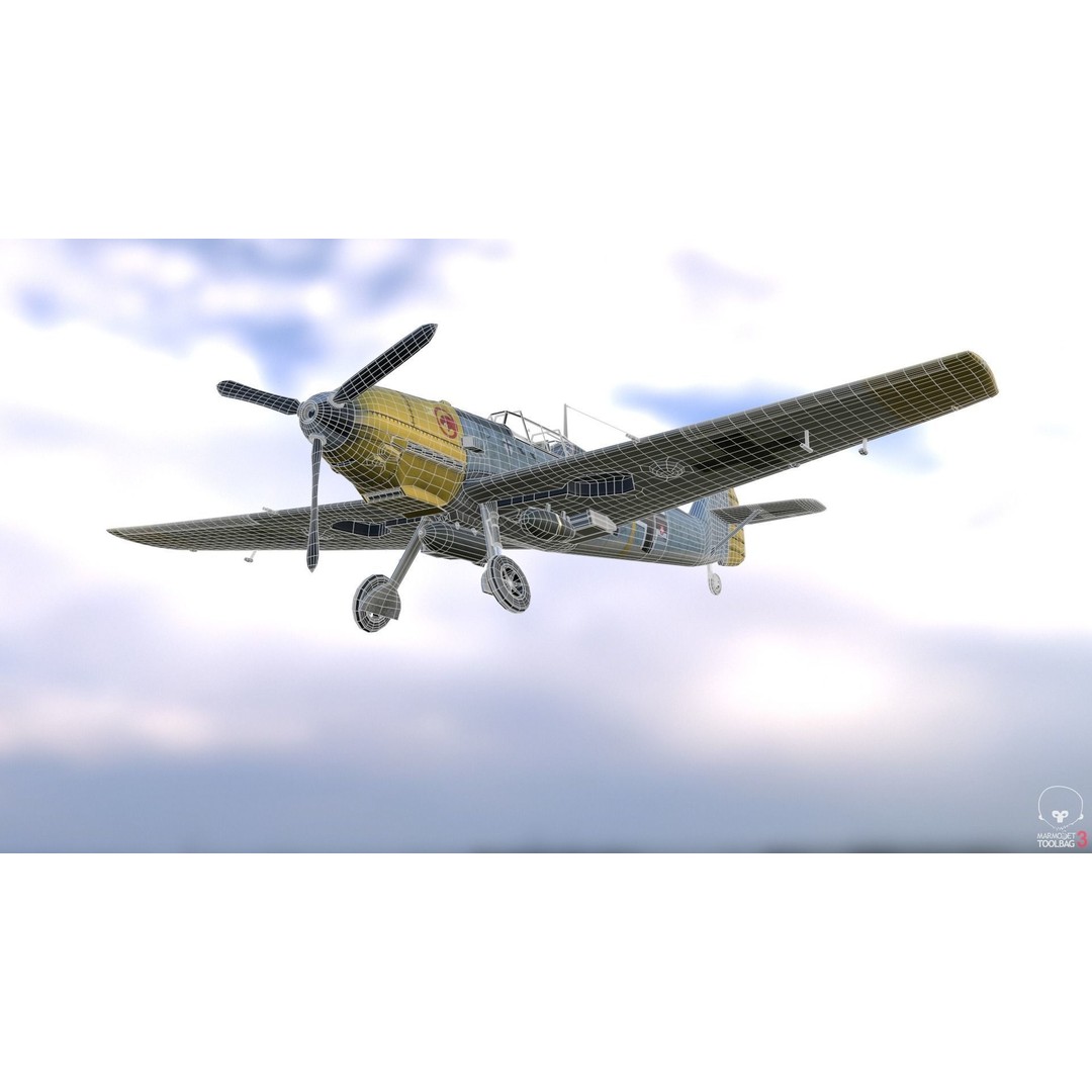 BF 109 E 3D Model – Game-Ready WWII Fighter Plane, Rigged, PBR - View 5