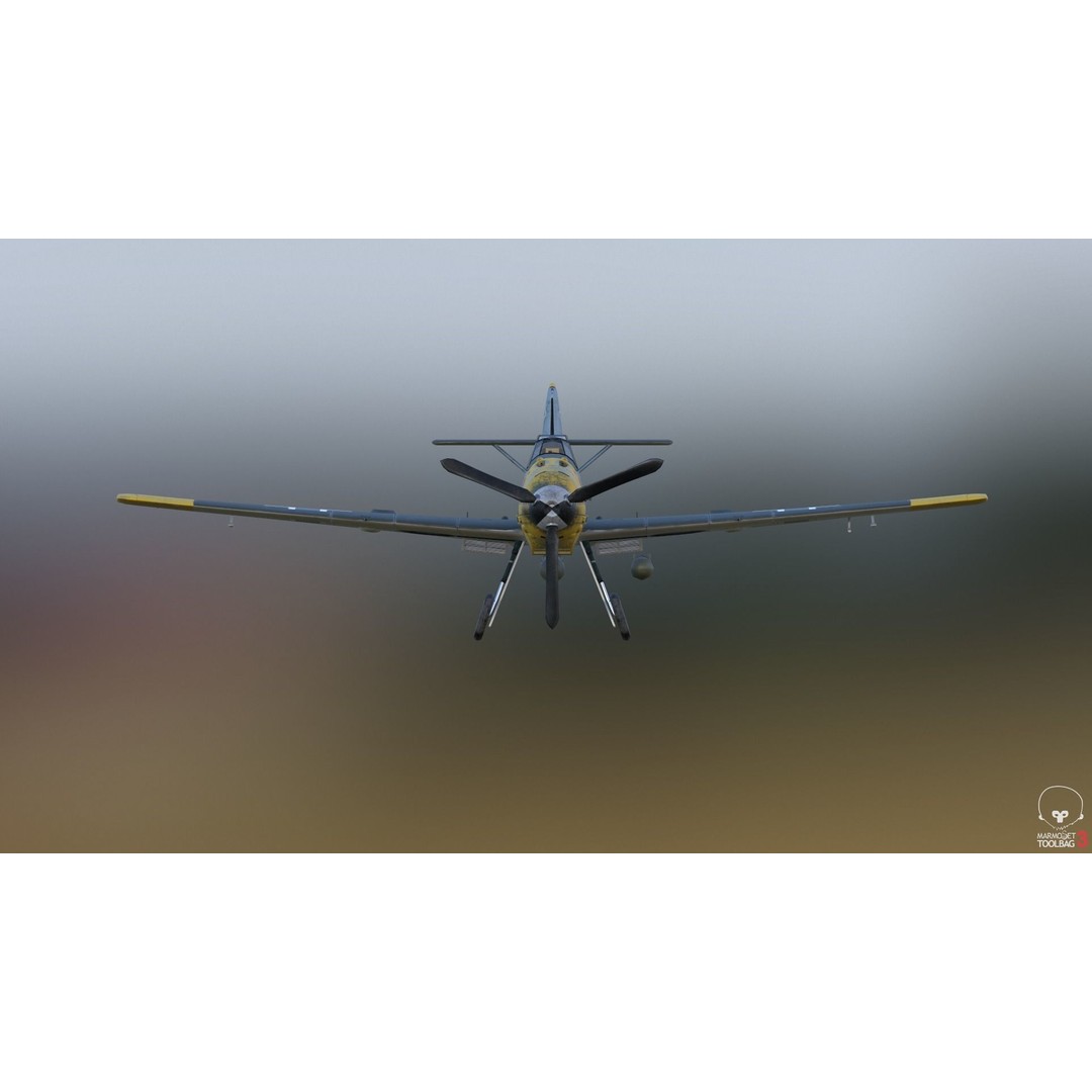BF 109 E 3D Model – Game-Ready WWII Fighter Plane, Rigged, PBR - View 6