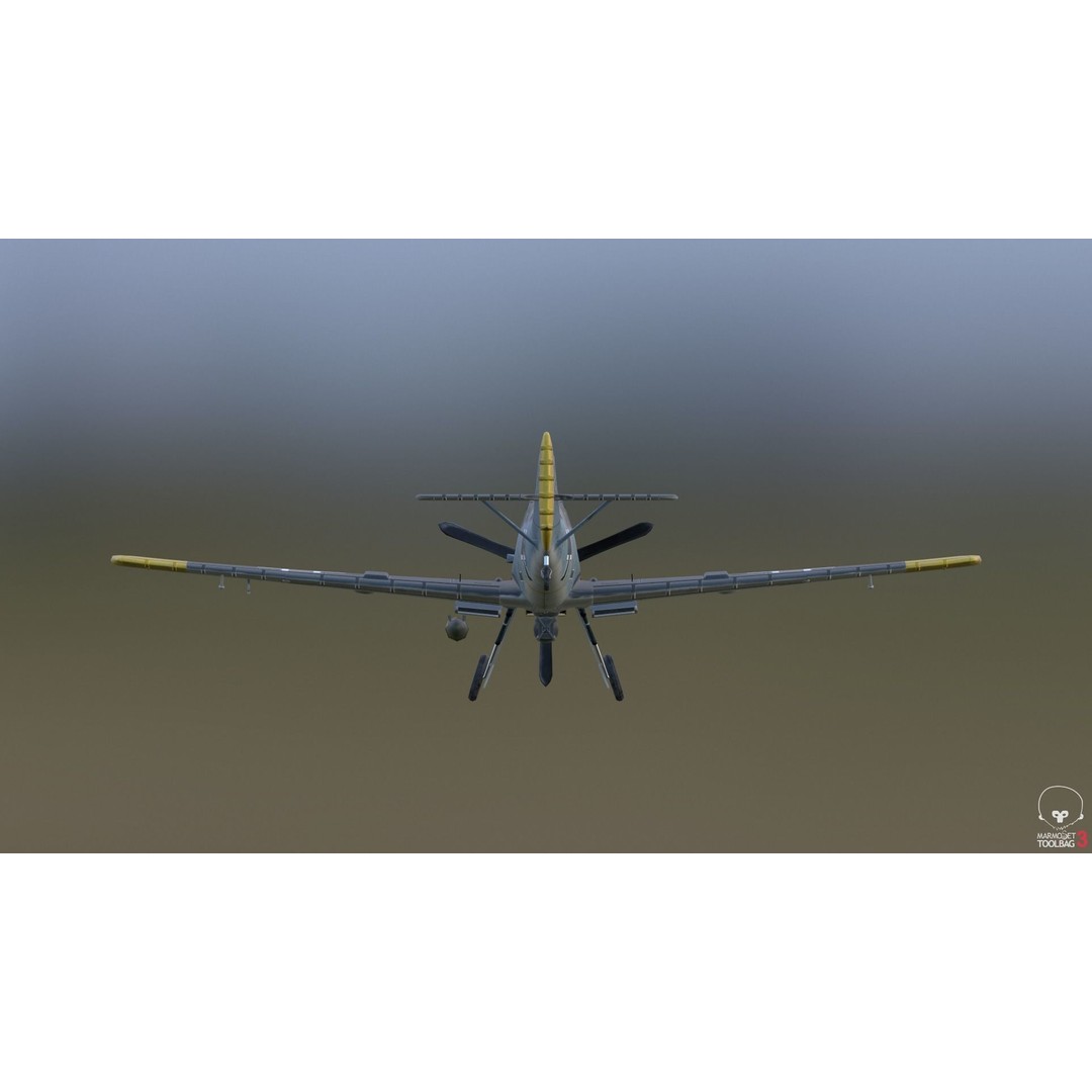 BF 109 E 3D Model – Game-Ready WWII Fighter Plane, Rigged, PBR - View 8