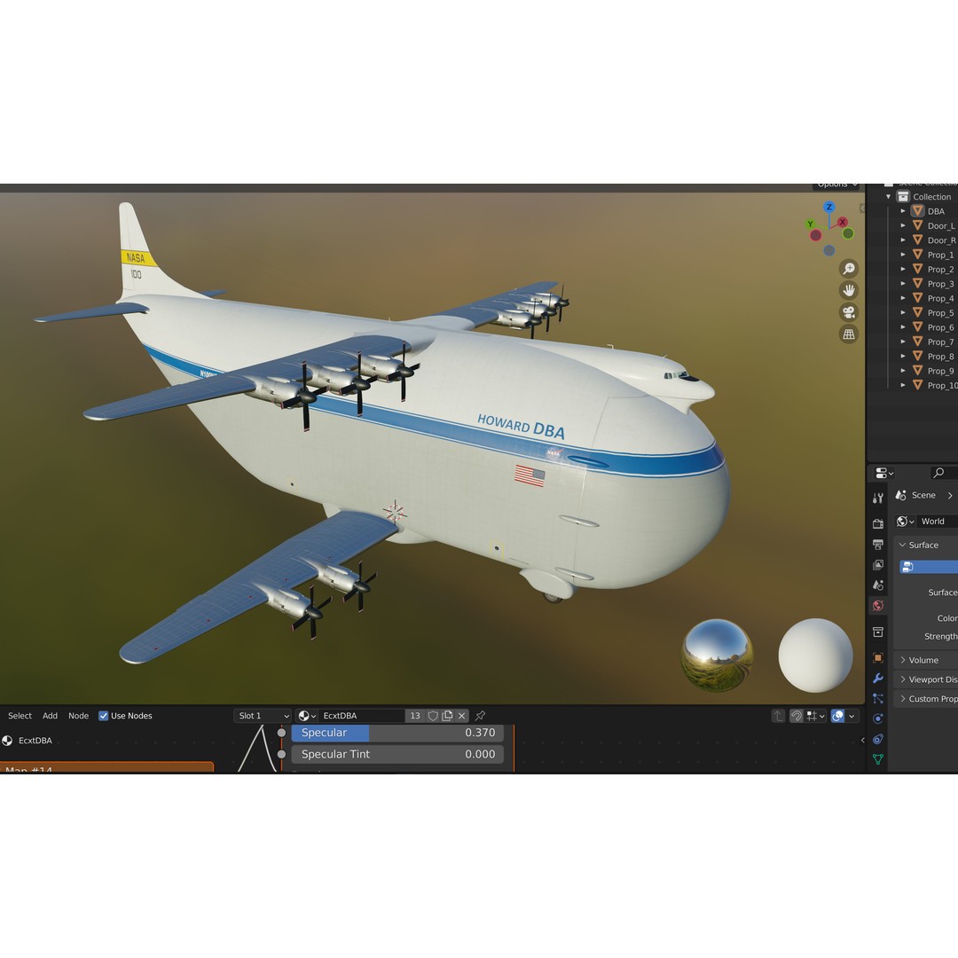 Howard DH-100 DBA 3D Model – Historic Aircraft, PBR Textures, FBX - View 25