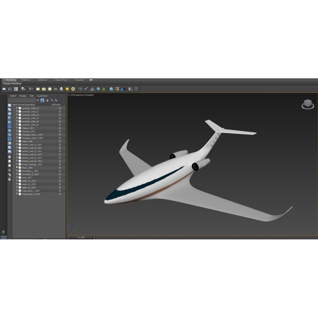 Private Jet Interior 3D Model – High Detail PBR Asset for Games, FBX