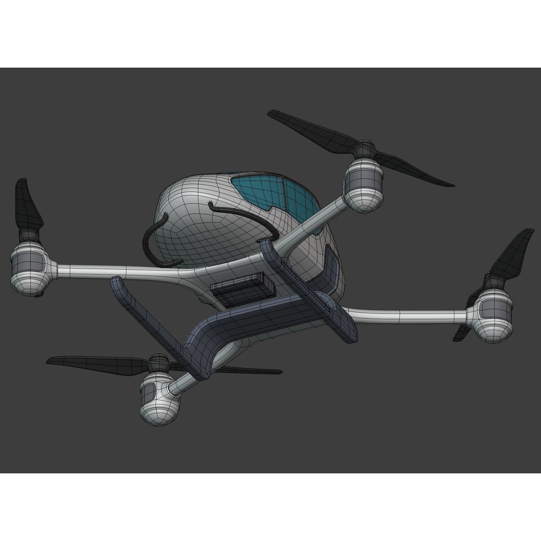 Passenger Taxi Drone 3D Model – Low Poly Quadcopter, Blender, FBX - View 16