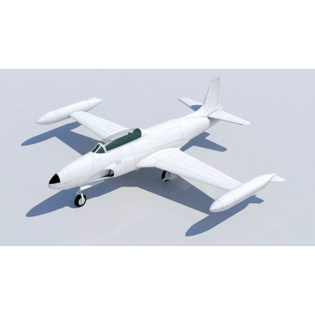 Lockheed T-33 Shooting Star 3D Model – Low Poly Static Aircraft for MSFS - View 2