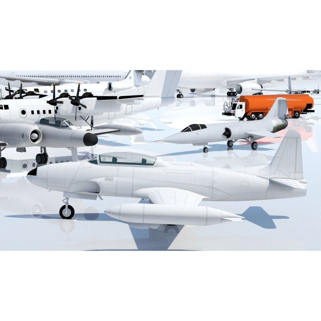 Lockheed T-33 Shooting Star 3D Model – Low Poly Static Aircraft for MSFS - View 6