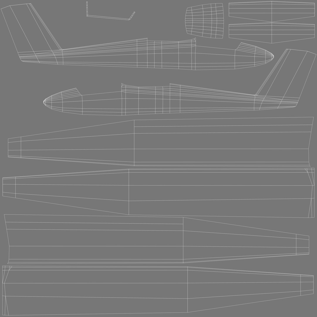 Pilatus B-4 3D Model – Rigged Low-Poly Sailplane, FBX, C4D