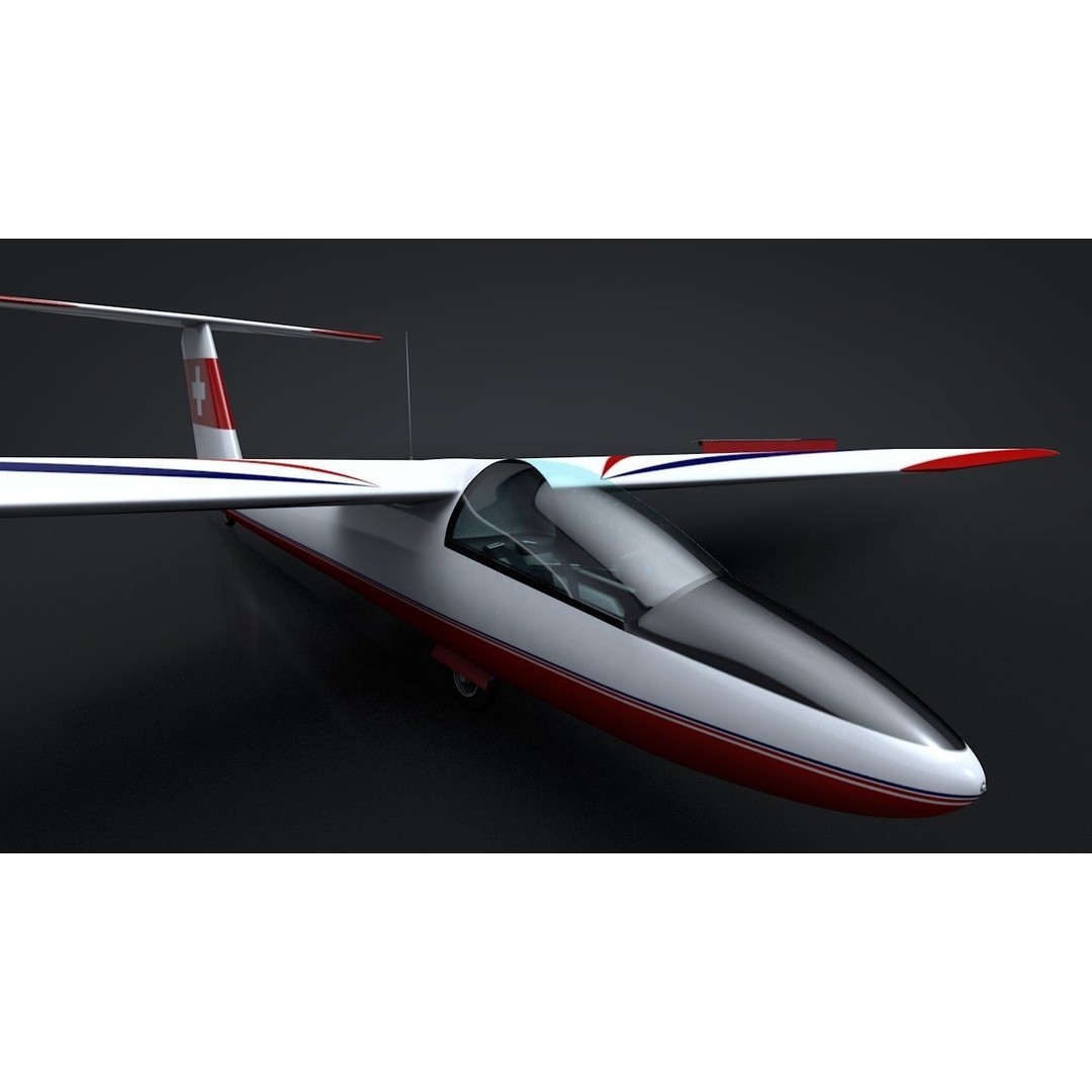 Pilatus B-4 3D Model – Rigged Low-Poly Sailplane, FBX, C4D - View 12