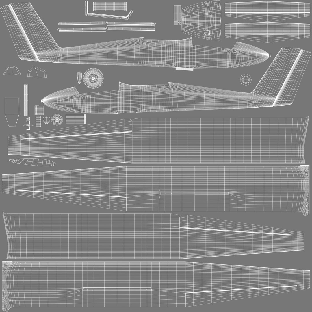 Pilatus B-4 3D Model – Rigged Low-Poly Sailplane, FBX, C4D - View 16
