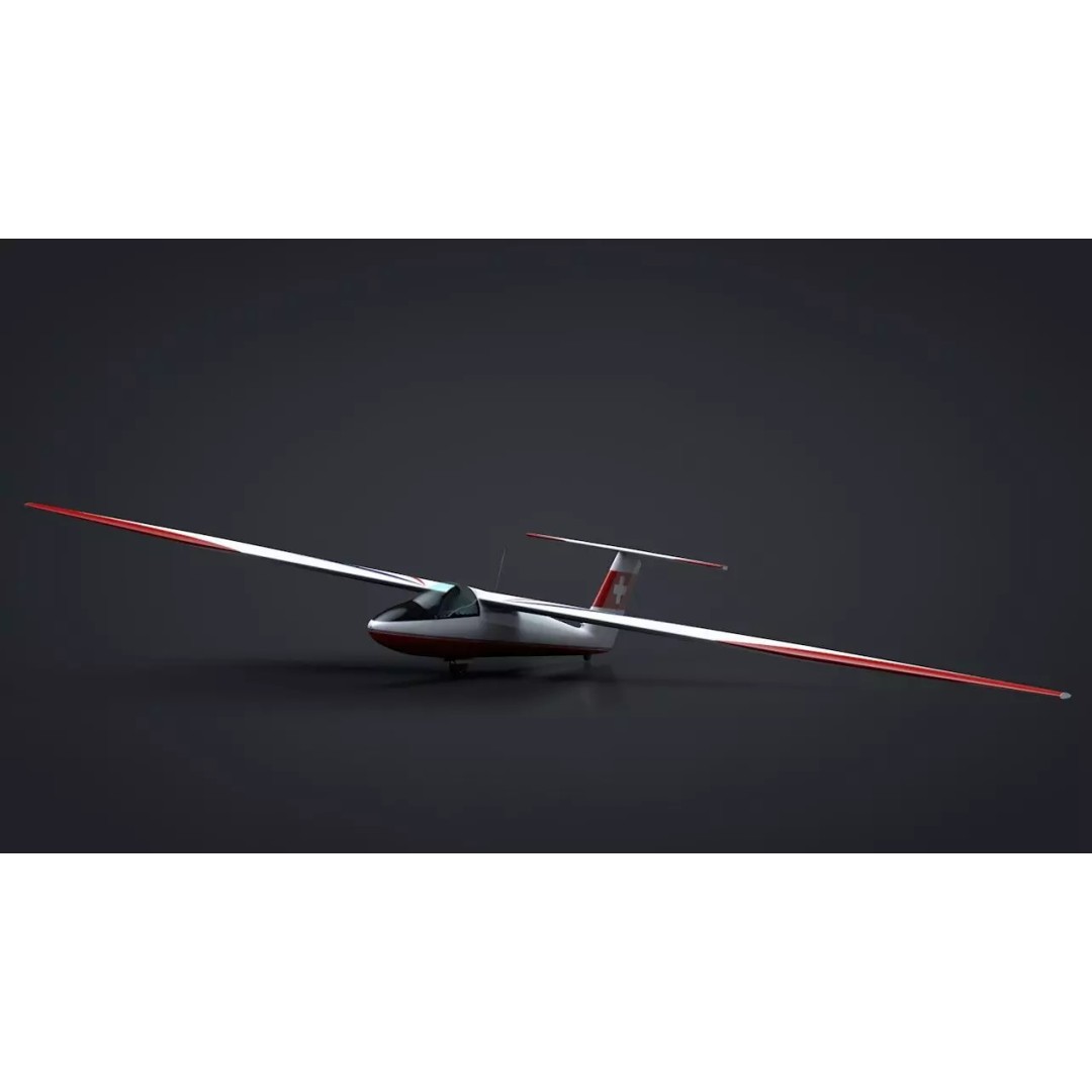 Pilatus B-4 3D Model – Rigged Low-Poly Sailplane, FBX, C4D - View 2