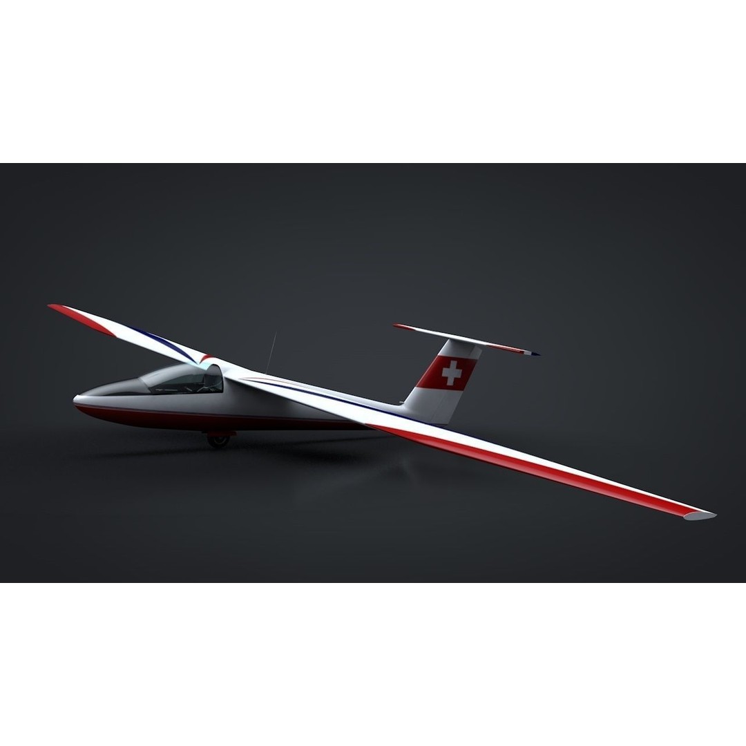Pilatus B-4 3D Model – Rigged Low-Poly Sailplane, FBX, C4D - View 4