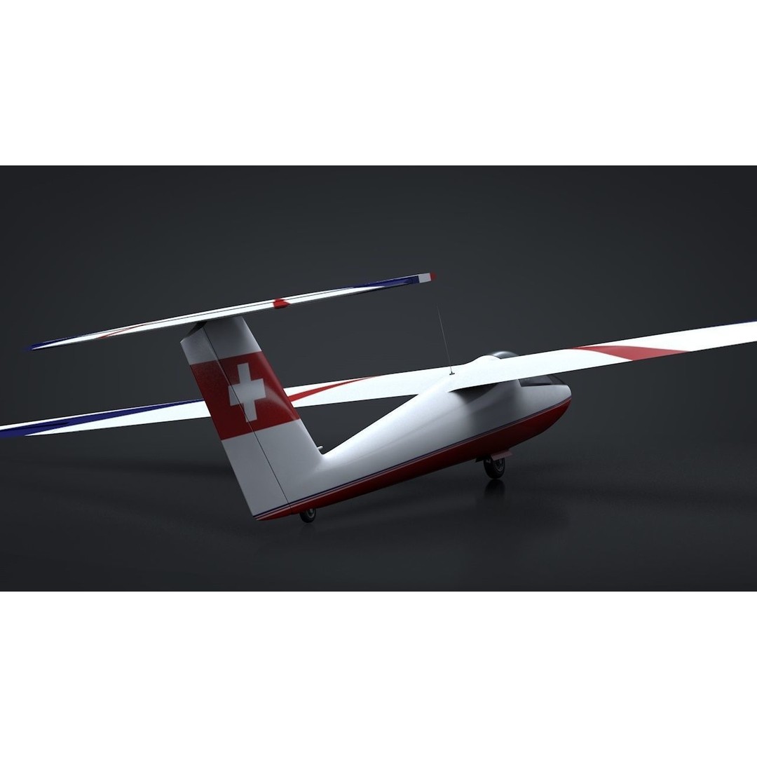 Pilatus B-4 3D Model – Rigged Low-Poly Sailplane, FBX, C4D - View 6