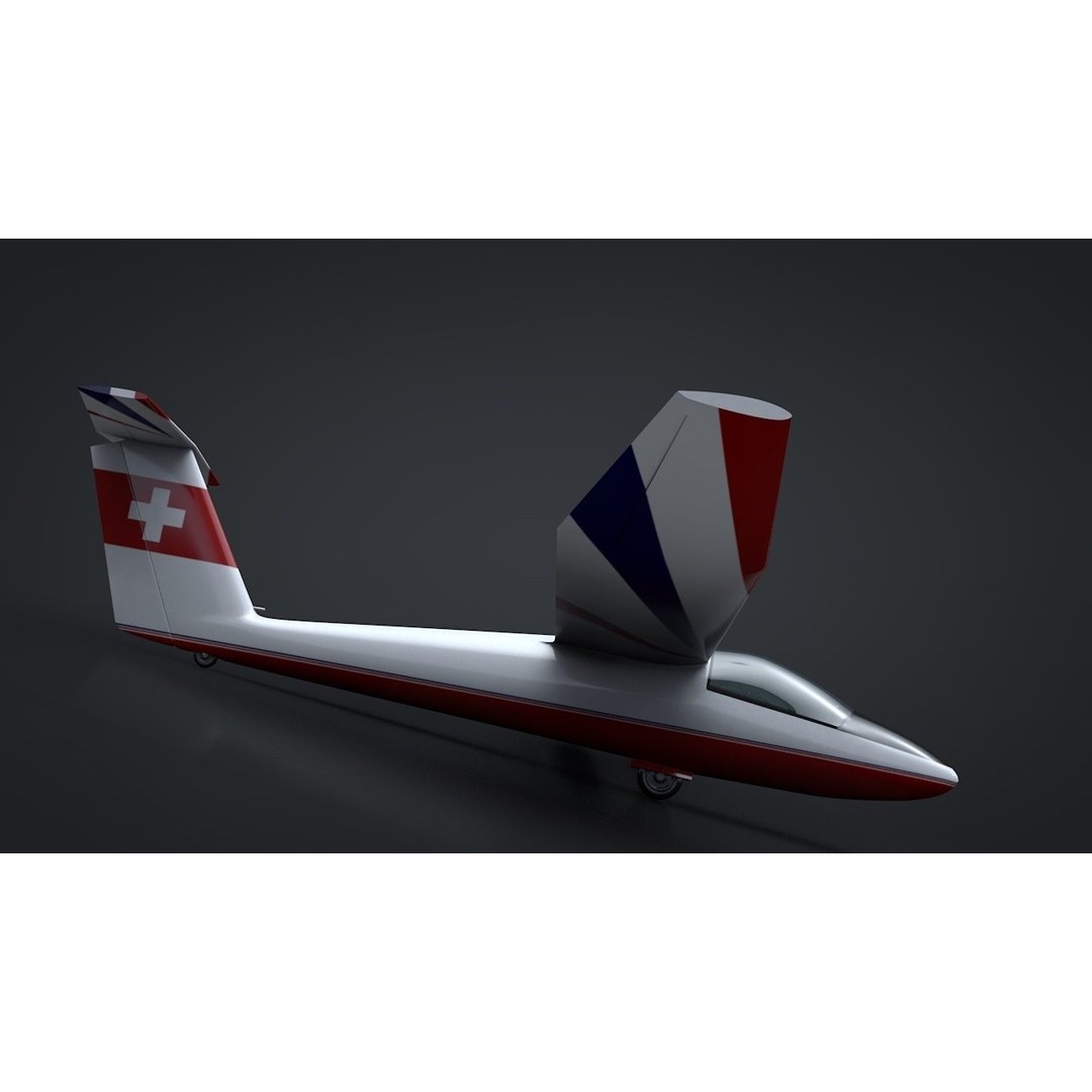 Pilatus B-4 3D Model – Rigged Low-Poly Sailplane, FBX, C4D - View 9