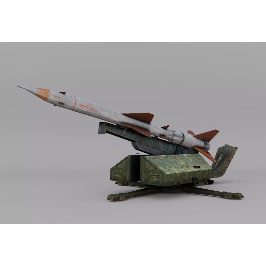 S-75 Dvina Missile 3D Model – Low Poly Game Asset, FBX, PBR - View 2