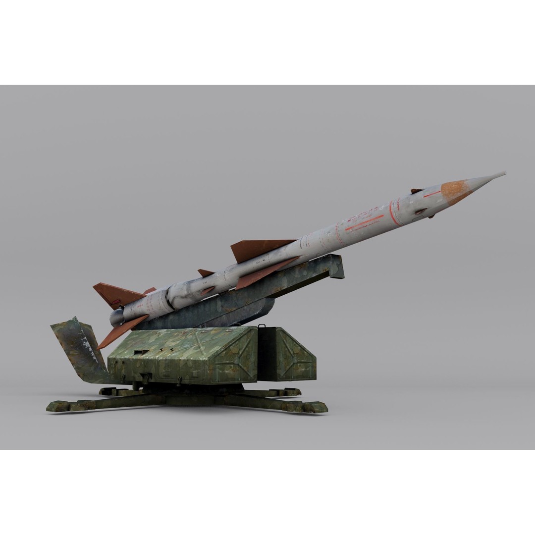 S-75 Dvina Missile 3D Model – Low Poly Game Asset, FBX, PBR - View 3