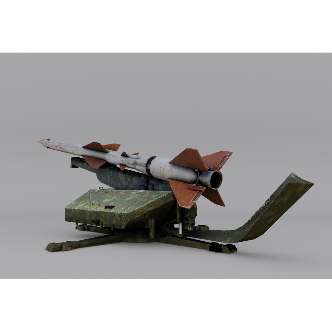 S-75 Dvina Missile 3D Model – Low Poly Game Asset, FBX, PBR - View 7