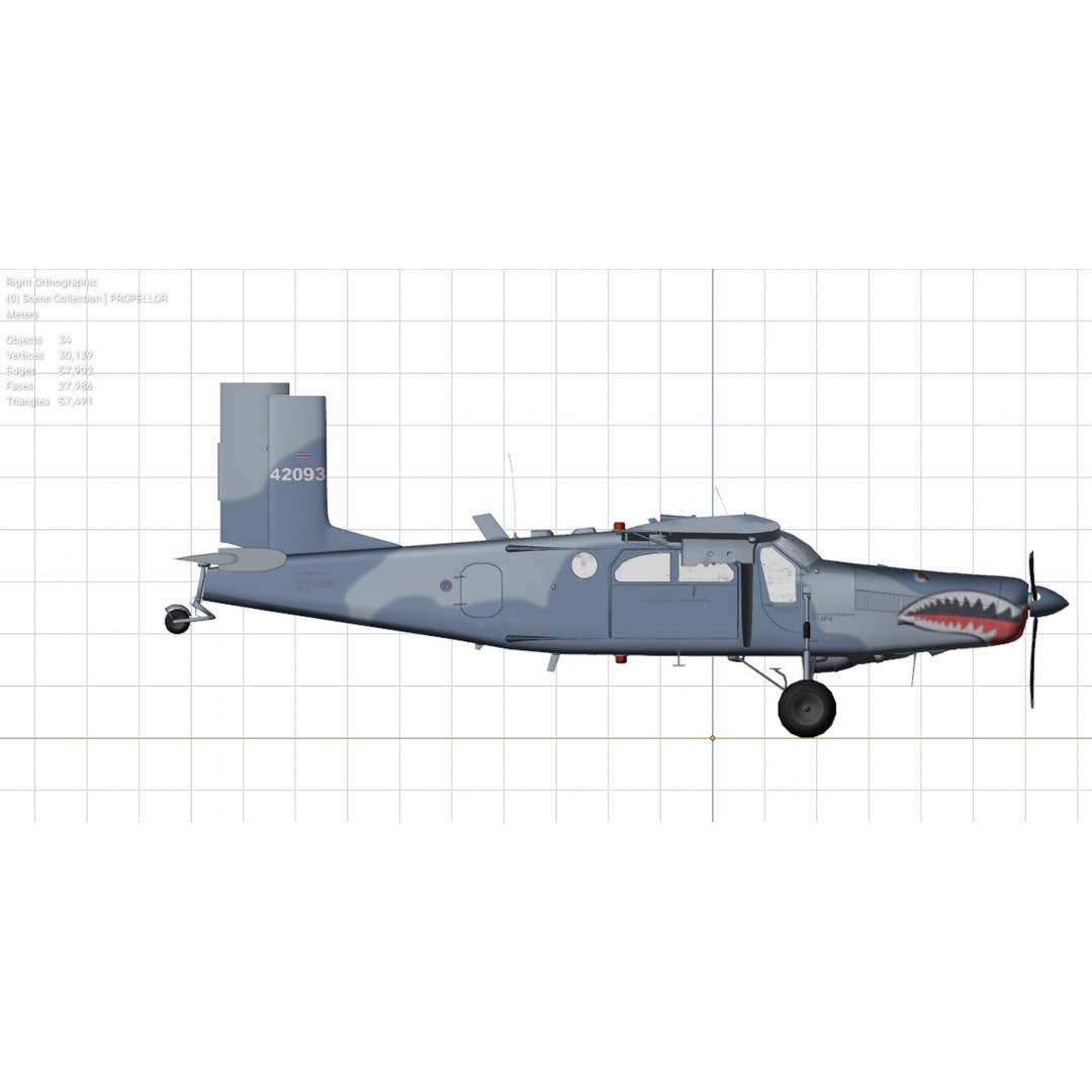 Fairchild AU-23 3D Model – Low Poly Military Aircraft, FBX/OBJ - View 17