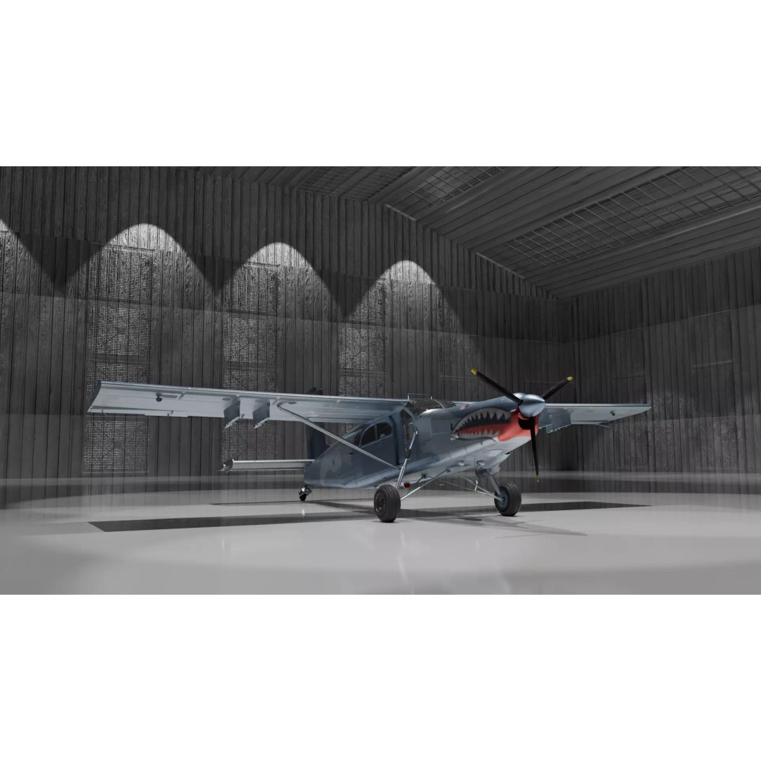 Fairchild AU-23 3D Model – Low Poly Military Aircraft, FBX/OBJ - View 2