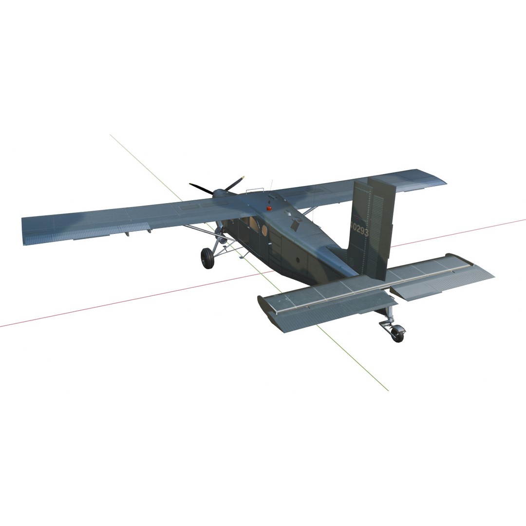 Fairchild AU-23 3D Model – Low Poly Military Aircraft, FBX/OBJ - View 20