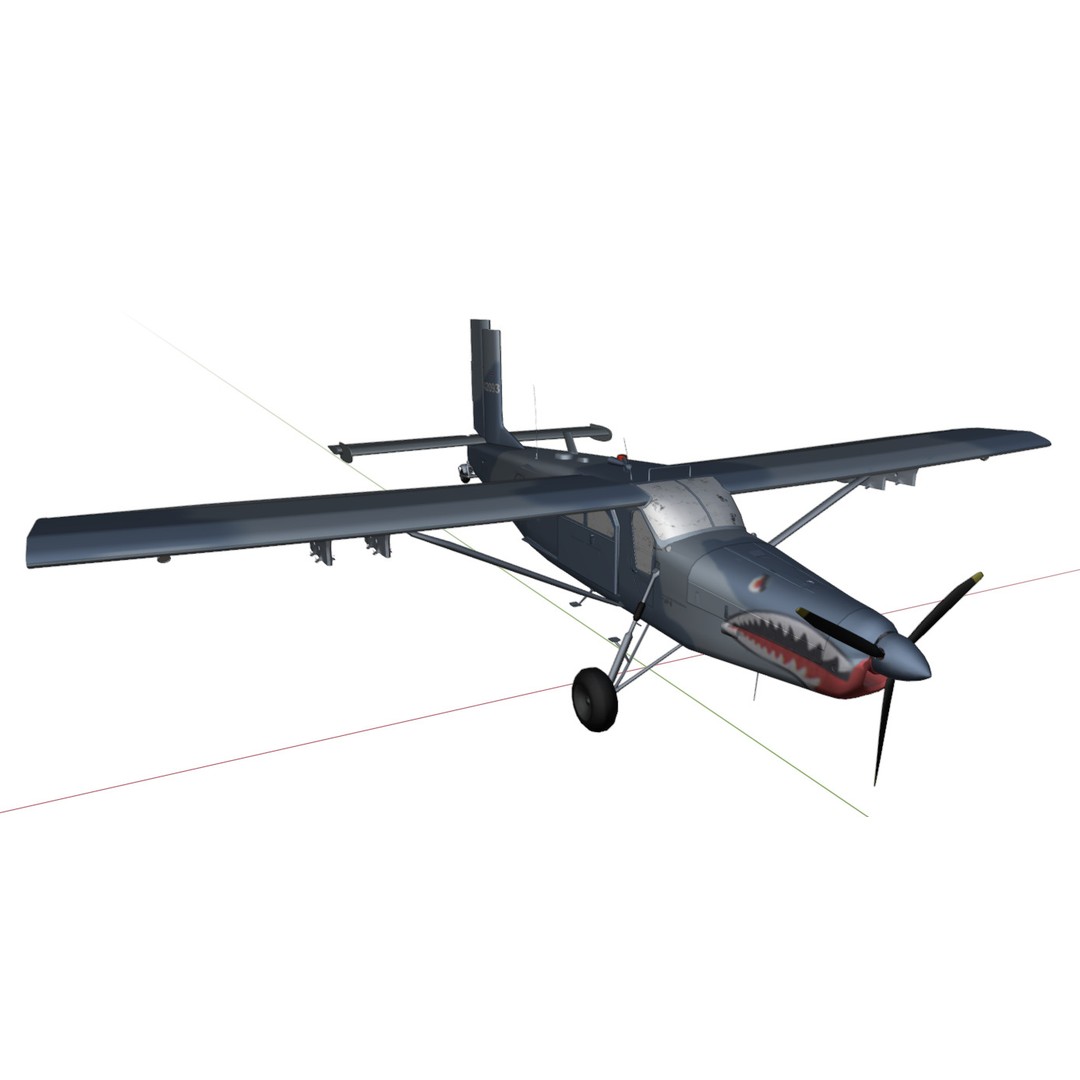 Fairchild AU-23 3D Model – Low Poly Military Aircraft, FBX/OBJ - View 21