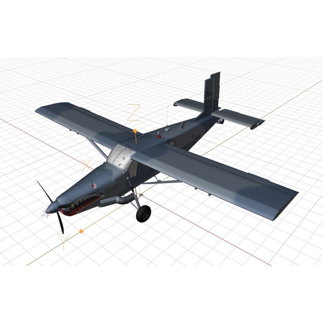 Fairchild AU-23 3D Model – Low Poly Military Aircraft, FBX/OBJ - View 23