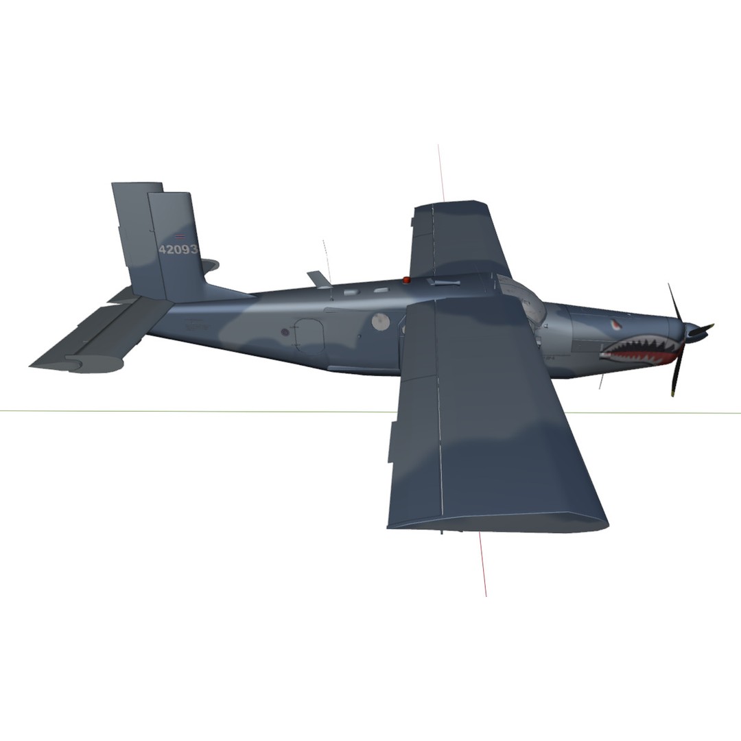 Fairchild AU-23 3D Model – Low Poly Military Aircraft, FBX/OBJ - View 27