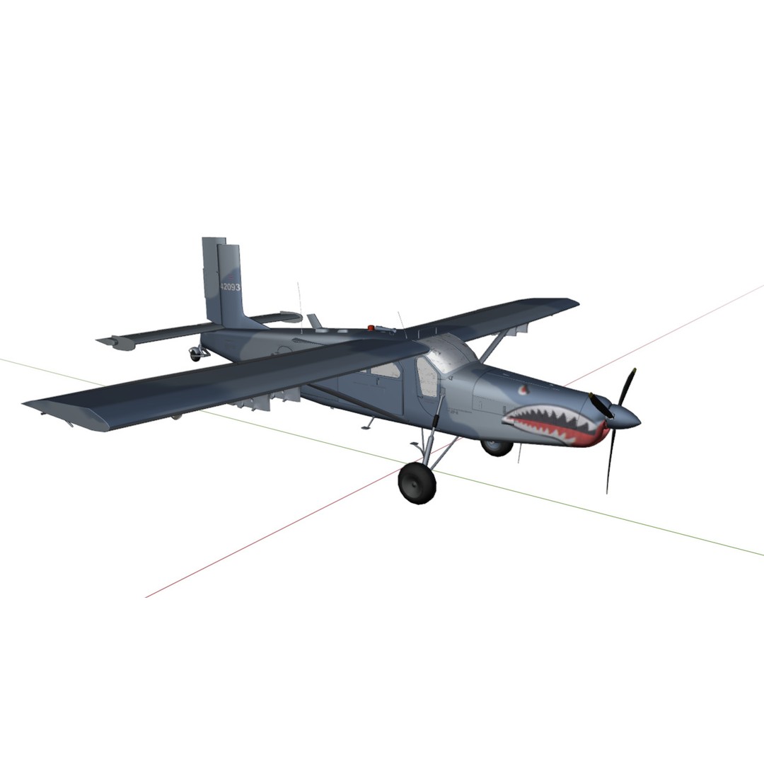 Fairchild AU-23 3D Model – Low Poly Military Aircraft, FBX/OBJ - View 28