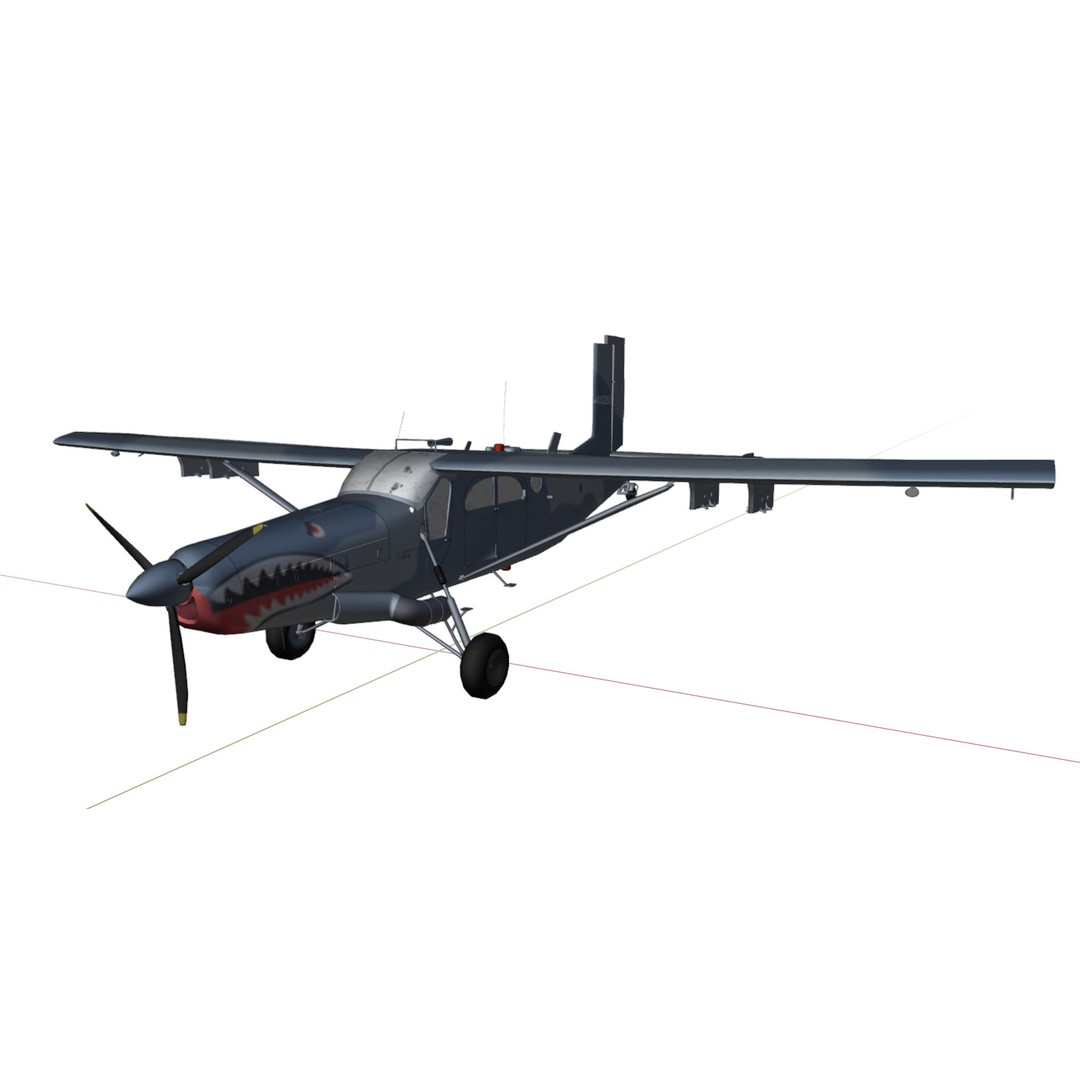 Fairchild AU-23 3D Model – Low Poly Military Aircraft, FBX/OBJ - View 32