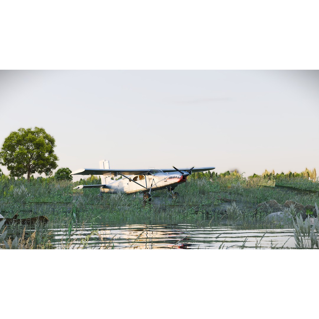 Fairchild AU-23 3D Model – Low Poly Military Aircraft, FBX/OBJ - View 5