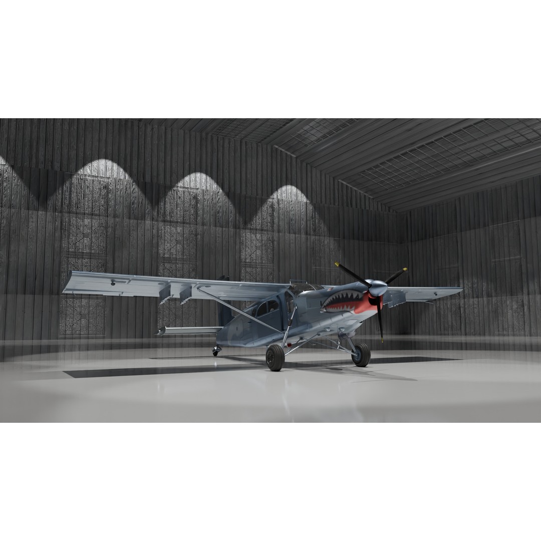 Fairchild AU-23 3D Model – Low Poly Military Aircraft, FBX/OBJ - View 8