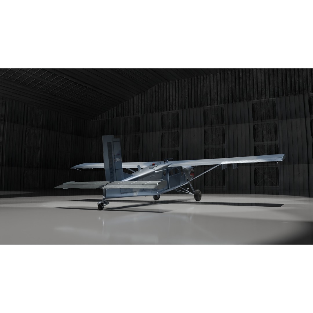 Fairchild AU-23 3D Model – Low Poly Military Aircraft, FBX/OBJ - View 9