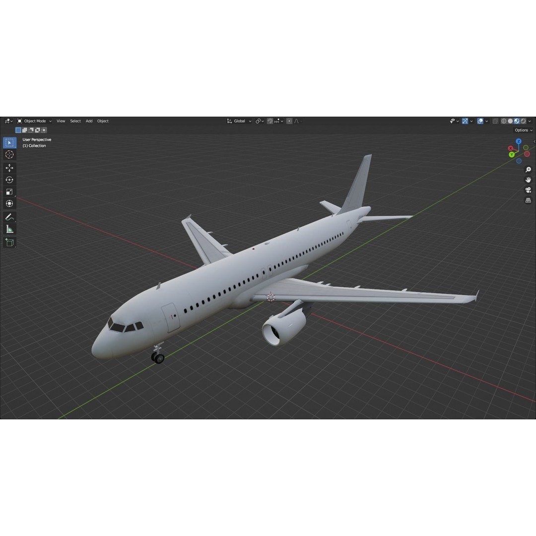 Airbus A320 ceo 3D Model – Low Poly Static Aircraft with Blank Texture
