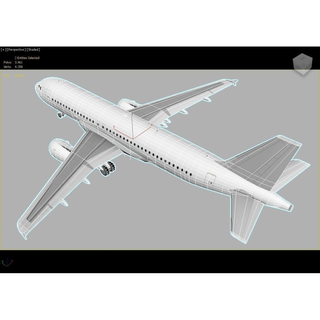 Airbus A320 ceo 3D Model – Low Poly Static Aircraft with Blank Texture - View 12