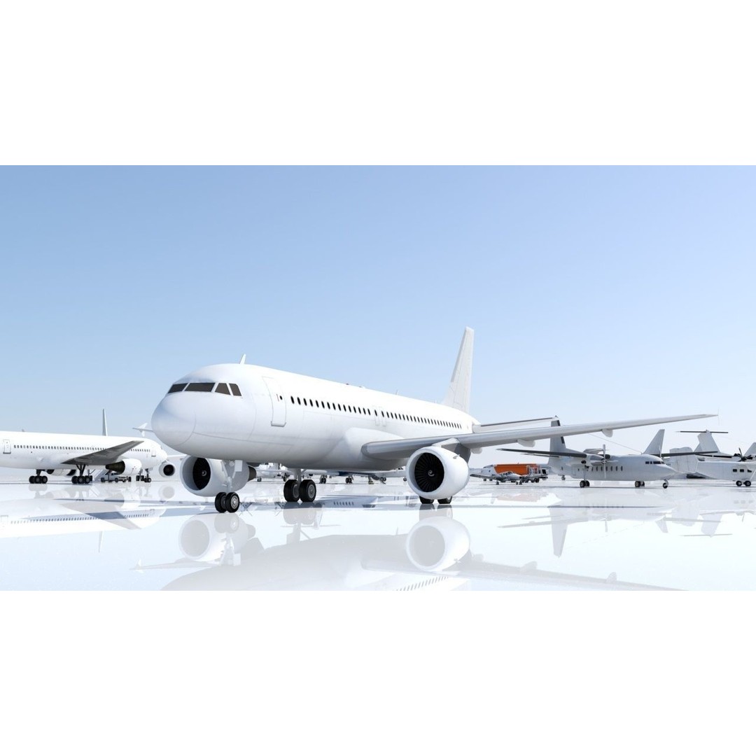 Airbus A320 ceo 3D Model – Low Poly Static Aircraft with Blank Texture - View 3