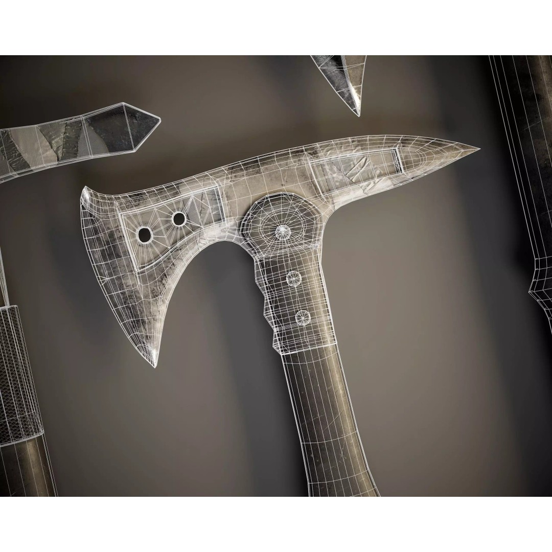 Tomahawk 3D Model – Low Poly Game Asset, PBR Textures, FBX
