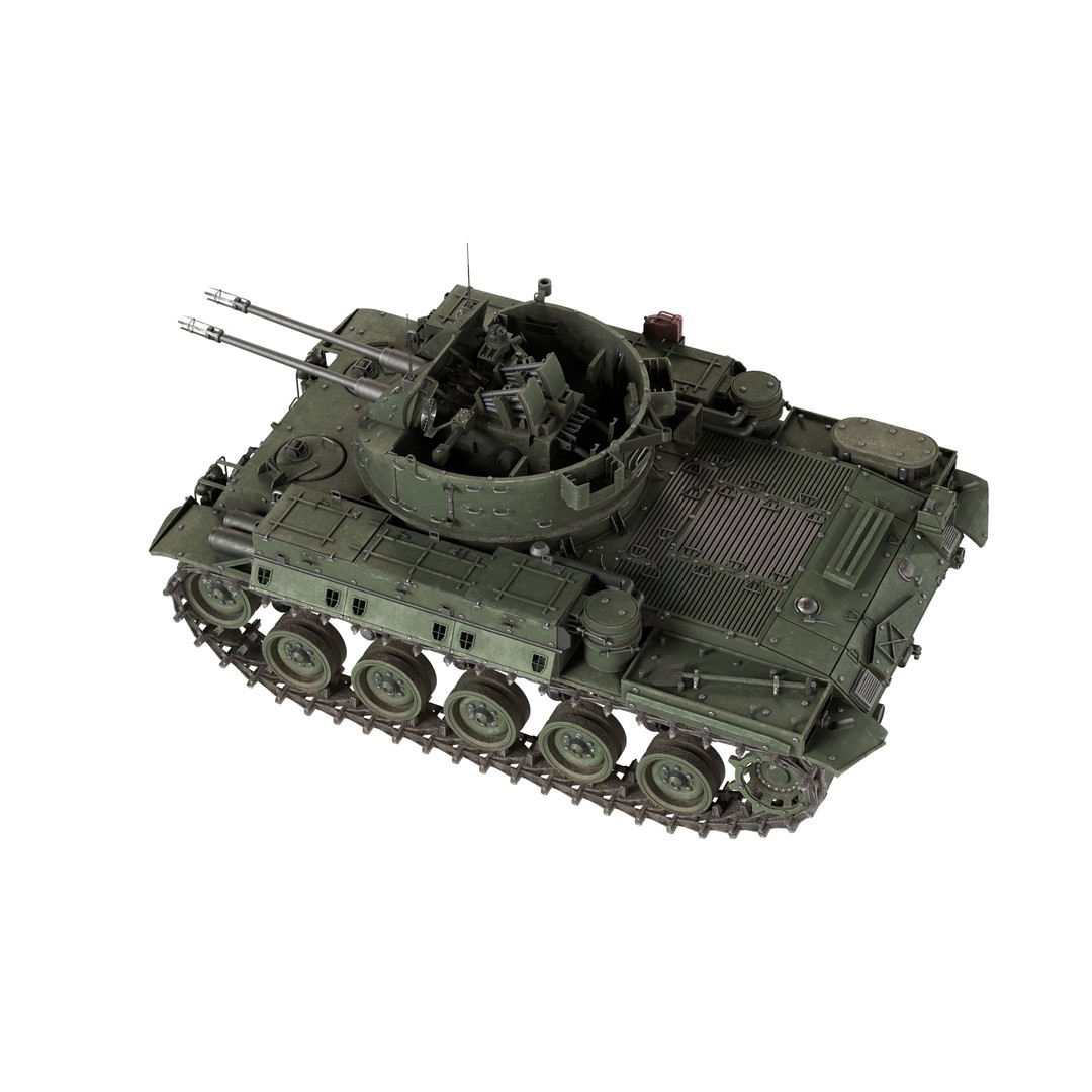 M42 Duster 3D Model – Low Poly Military Tank, FBX, Blender - View 11