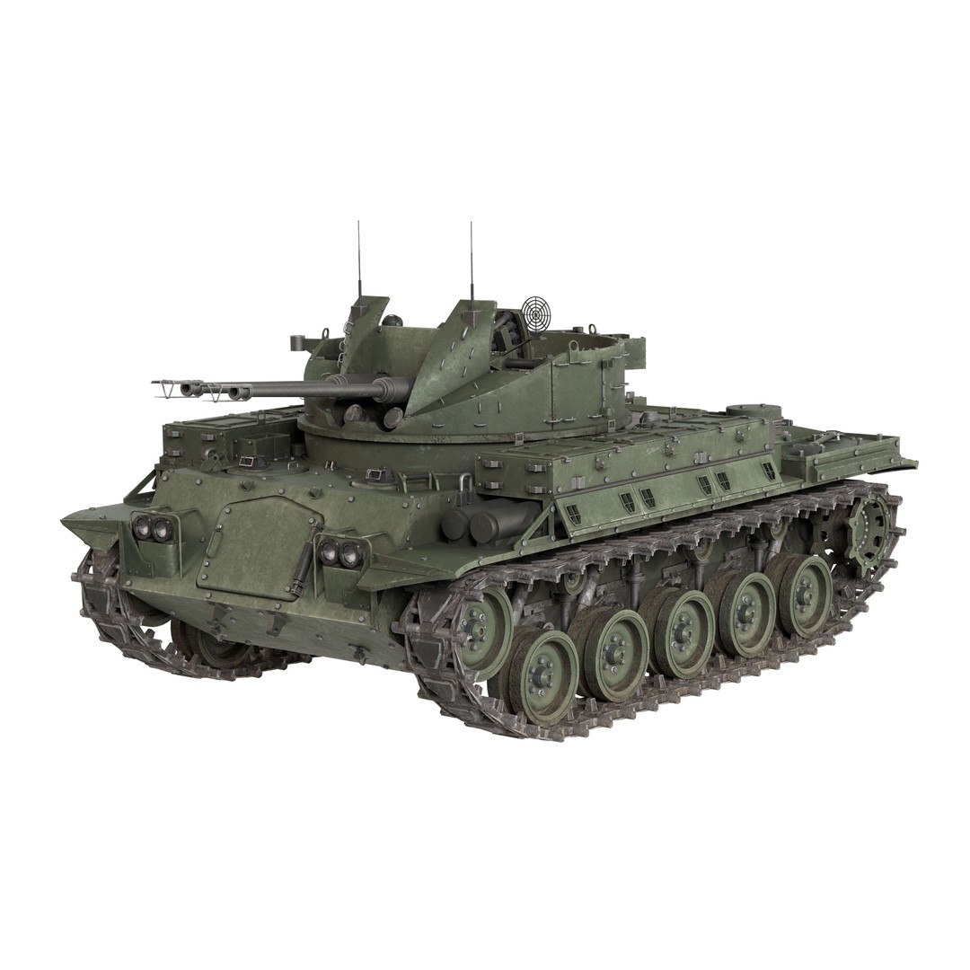 M42 Duster 3D Model – Low Poly Military Tank, FBX, Blender - View 3