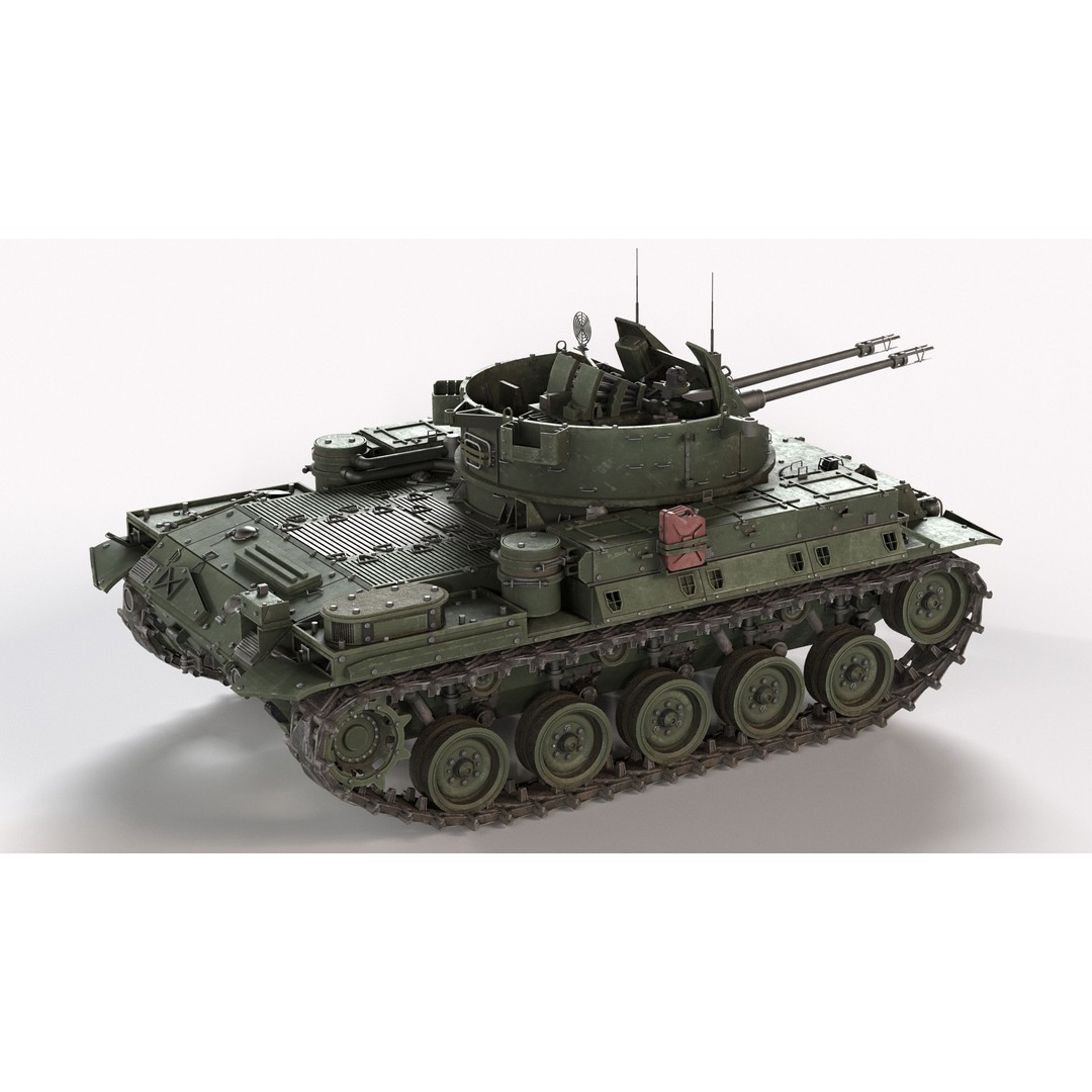 M42 Duster 3D Model – Low Poly Military Tank, FBX, Blender - View 4