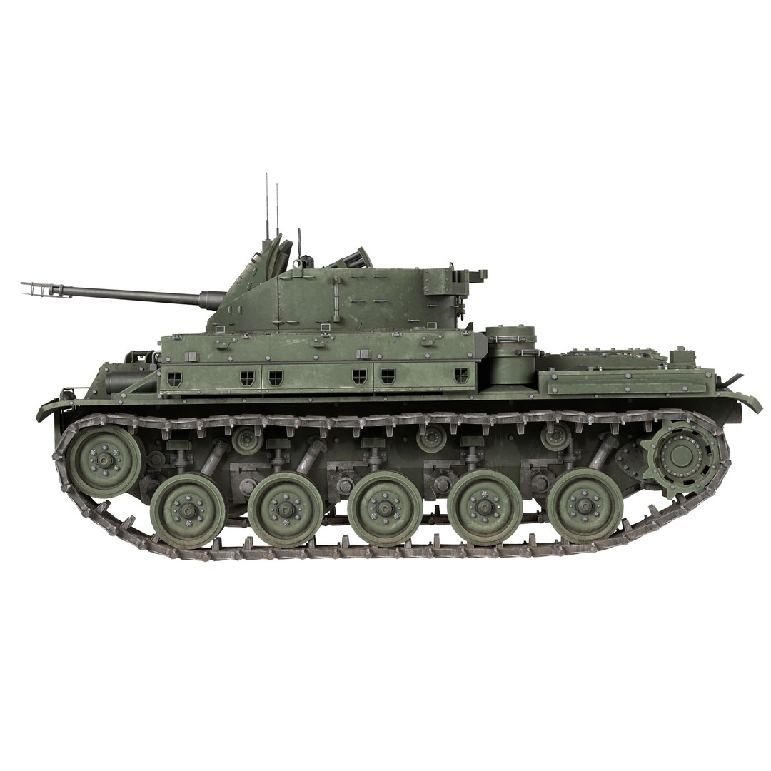 M42 Duster 3D Model – Low Poly Military Tank, FBX, Blender - View 7