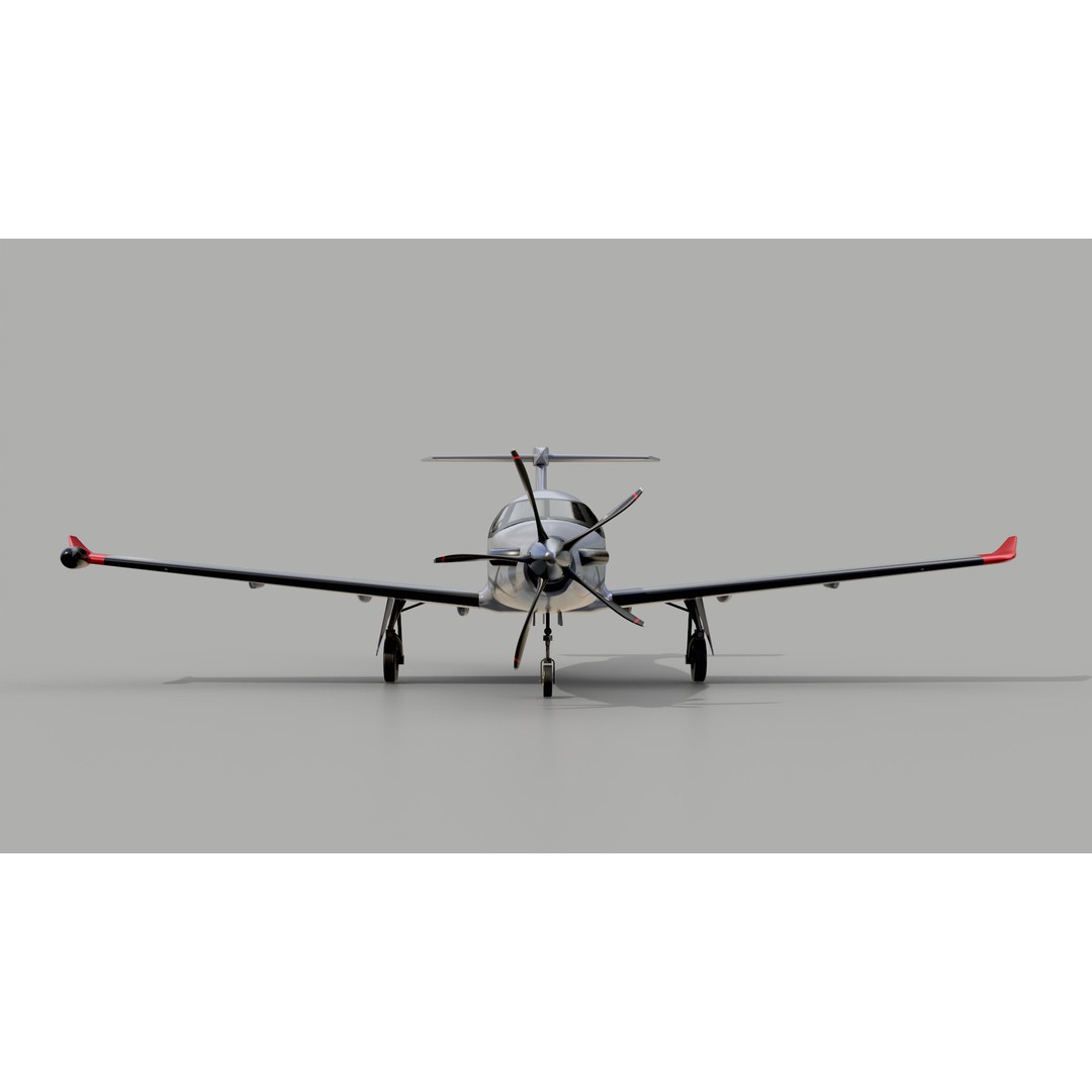 Pilatuse PC-12 3D Model – Low-Poly Aircraft Asset, FBX, PBR - View 4