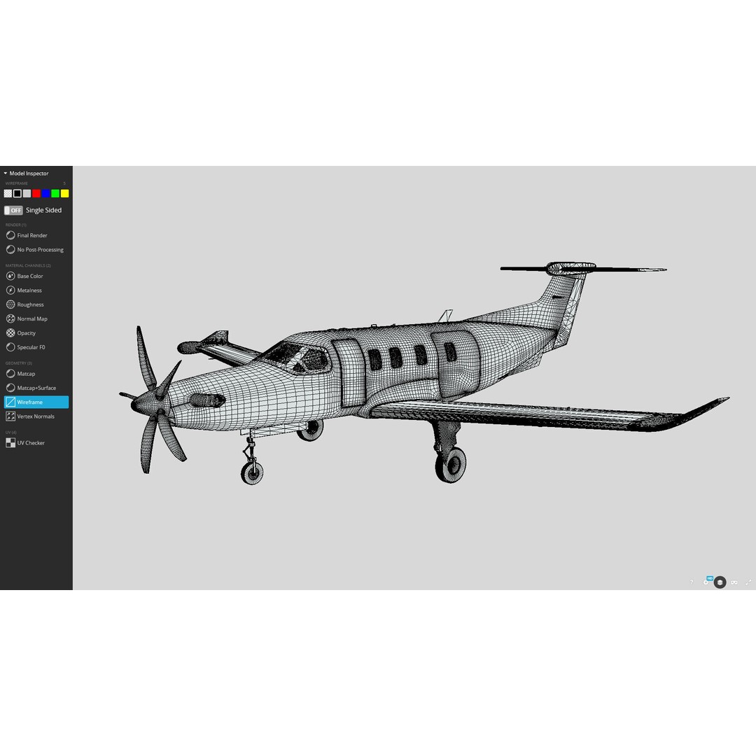 Pilatuse PC-12 3D Model – Low-Poly Aircraft Asset, FBX, PBR - View 5