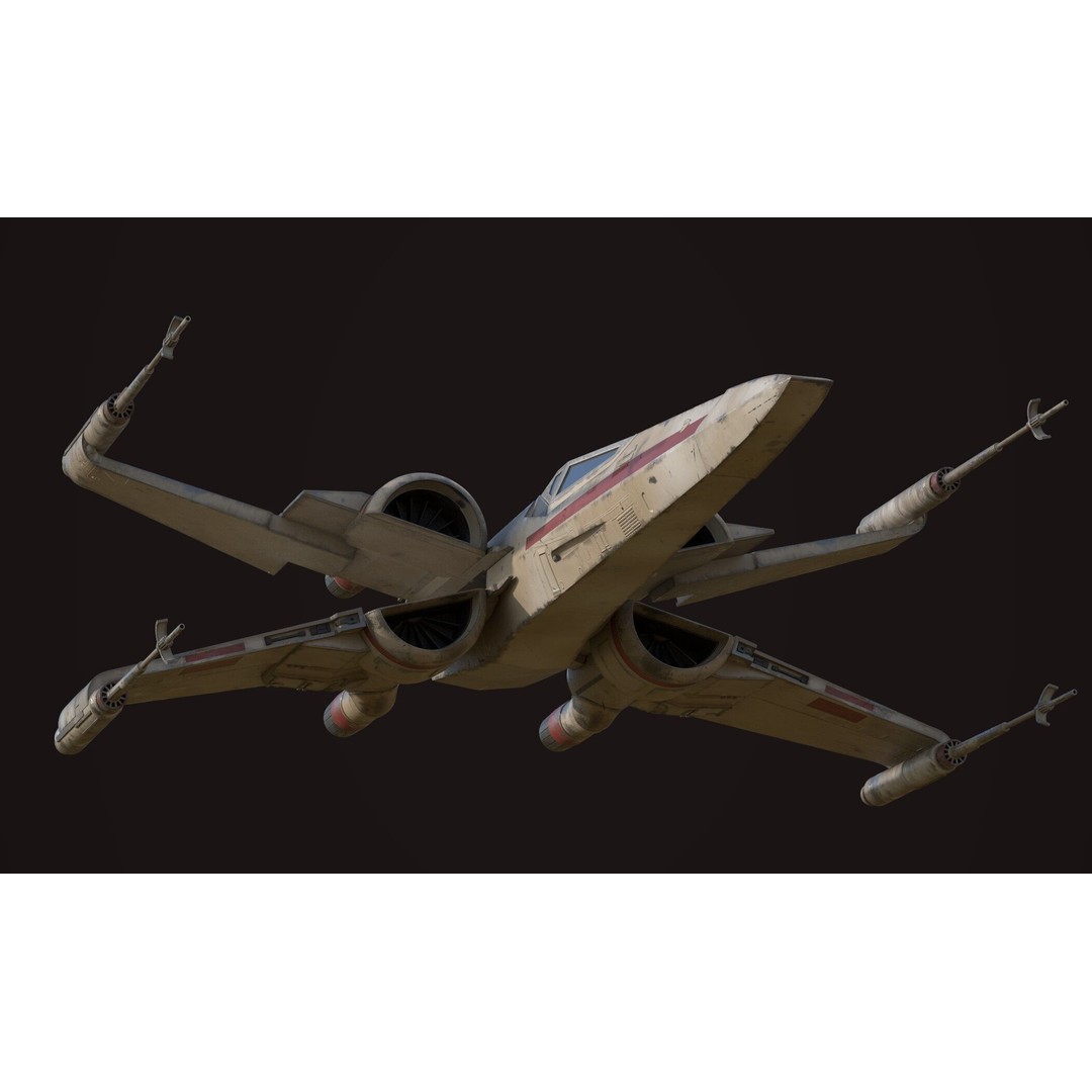 X Wing 3D Model – Low Poly Game Asset, FBX, PBR Textures - View 10